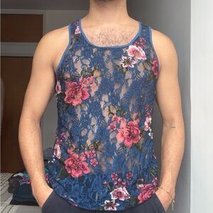 Floral Lace Men's Tank Top
